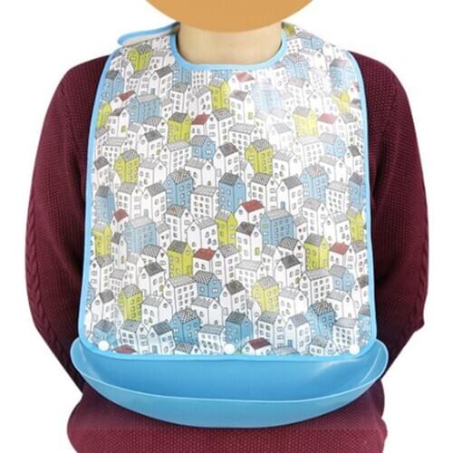 Reusable Washable Adult Bib Clothing Mealtime Eating Protector Crumb Catcher