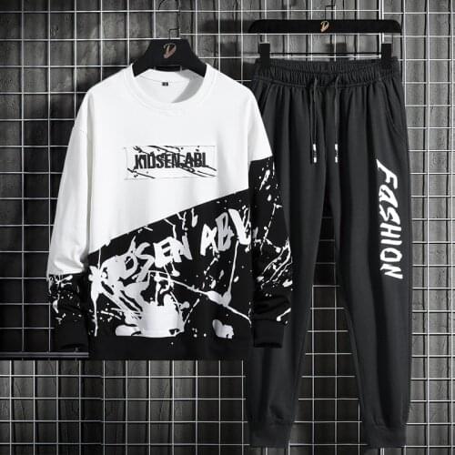 Men Long-Sleeved T-Shirt Youth Sports Sweater Suit Male Handsome Middle School Students Hit Color Fashion Trendy Products