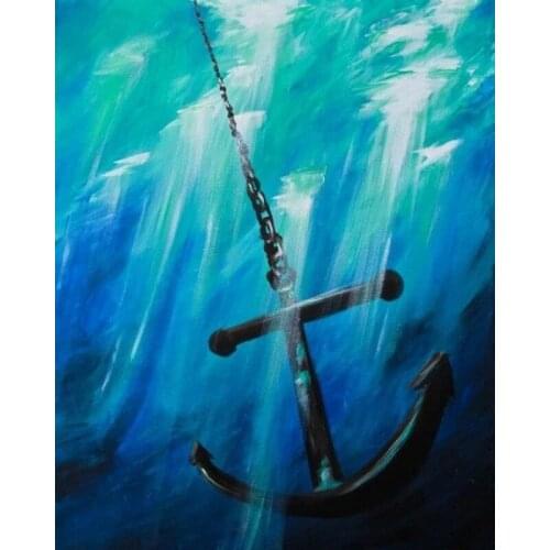 DIY Painting By Numbers Anchor Kit Oil Picture By Numbers Sea Floor Wall Art Canvas Painting Home Decoration Gift 40x50cm