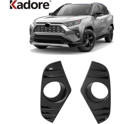 Front Fog Light Lamp Cover Trim For Toyota RAV4 RAV 4 Limited LE XLE Hybrid 2019 2020 2021 Carbon Fiber Foglight Frame Covers