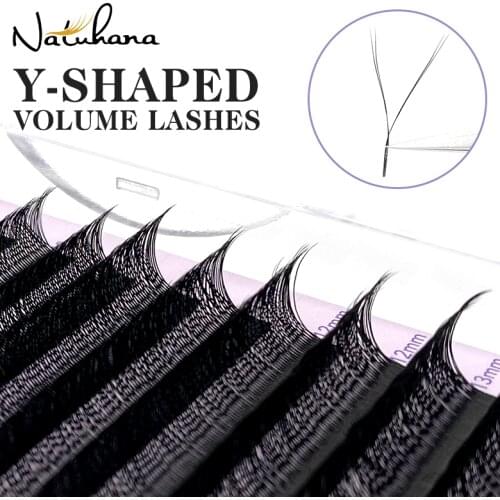 NATUHANA YY Shape Eyelash Extensions Faux Mink Double Tip Eyelashes Y Style Volume Eye lashes Individual Easily Grafting Y Lash