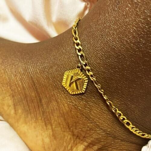Initial Anklet Bracelet Stainless Steel Anklets For Women Gold A-Z Alphabet Ankle Foot Leg Chain Boho Jewelry Gift bijoux femme