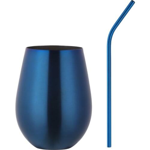 Gift Straw 304 Stainless Steel 500ml Beer Cup Wine Tumbler Portable Outdoor Travel Coffee Cocktail Drinking Mugs Metal Cup
