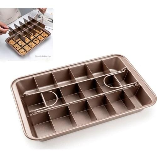 Brownie Baking Pan Non-stick Baking Pan With Slicer Cooper Oven Baking Tray Square Stainless Steel Baking Pan for Cakes