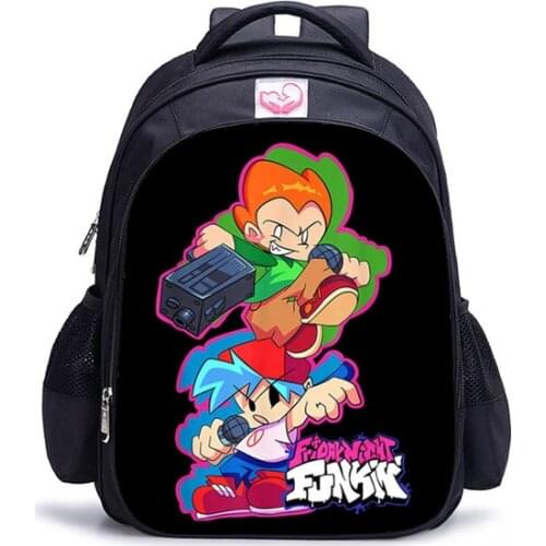 Friday Night Funkin Backpack 3D Printed Childrens SchoolBag Sac A Dos Zipper Primary Backpack Anime 16 inch School Bags