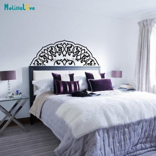 Bedroom Headboard Half Mandala Wall Decal Lotus Flower Home Window Living Room Decor Removable Vinyl Wall Stickers BB923