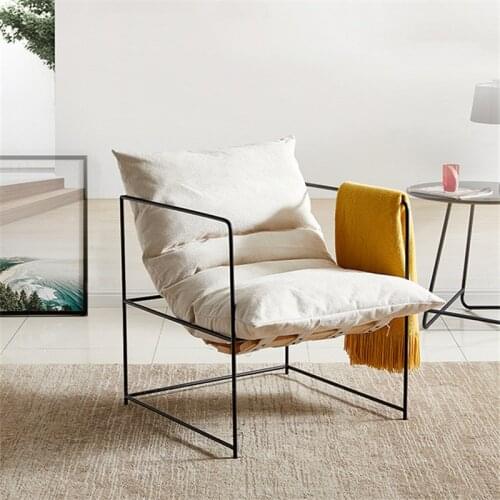 Nordic Single Sofa Chair Lounge Chair Living Room Single Chair Simple American Sofas Living Room Furniture With wooden board