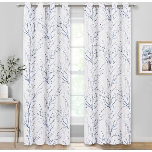 NICETOWN Branch Art Modern Blackout Curtains for Living Room Bedroom Background Drapes Light Block for Modern Fresh Style