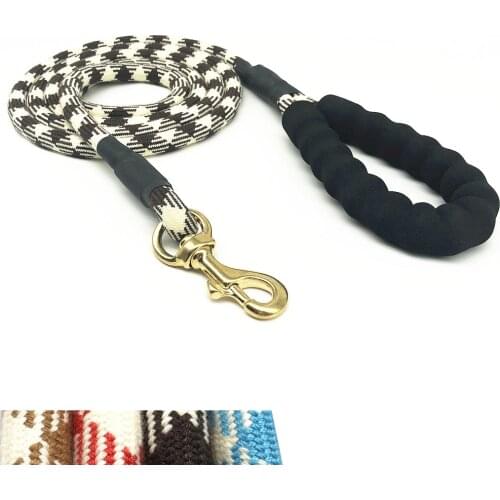 Dog Leash Black Rope Pet Leash With Auto Lock Secure Carabiner Reflective High Quality Strong Leash for Harmess Collar