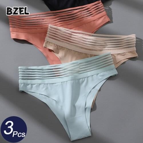 BZEL 3Pcs/Lot Sexy Womens G-Sring Hollow Out Panties Set Underwear Seamless Sport T-Back Comfortable Lady Mid Rise Briefs Tanga