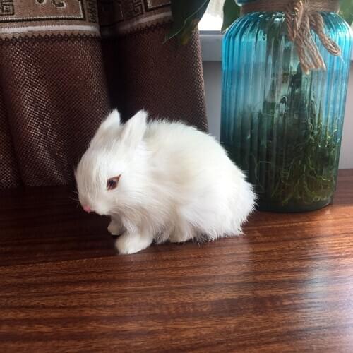 Easter Bunny Decoration Mini Realistic Cute Plush Rabbit Lifelike Bunny Toy Kids Birthday Xmas Gift Animal Figurine Small Doll