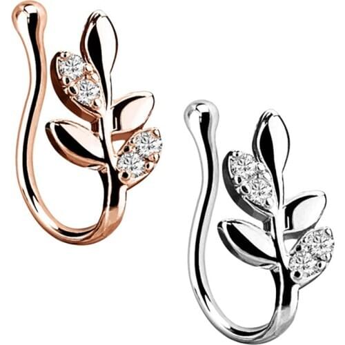 1PC Amazing Fashion Stainless Steel 5 Style Rose Gold Nose Clip Noseclip Fake Nose Ring Faux Piercing Fake Septum Body Jewelry