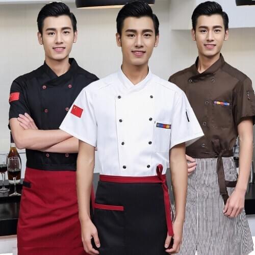 Hotel Chef Uniform Short Sleeved Hotel Canteen Clothes Chefs Jacket Work Clothes Summer Work Wear Western Kitchen B-6091