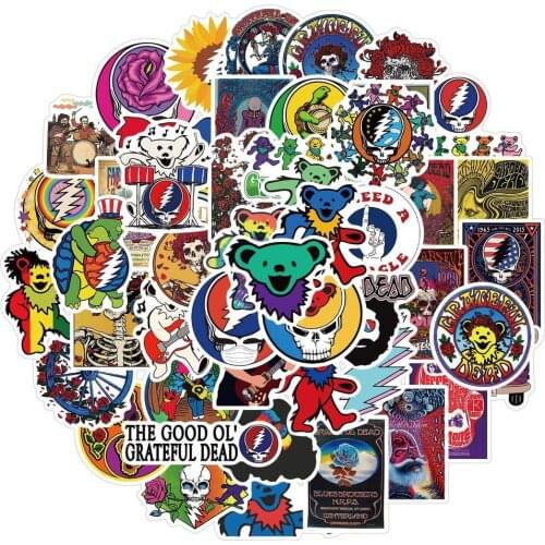 10/50PCS Greatful Dead Rock Band Stickers Laptop Guitar Luggage Waterproof Phone Bike Cool Graffiti Sticker Decal Classic Toy