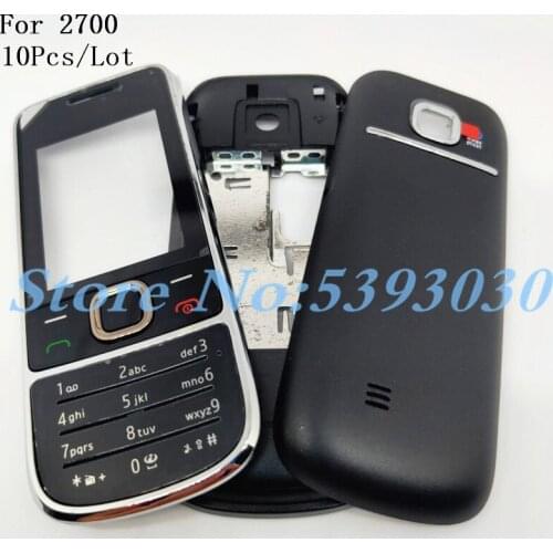 10Pcs/Lot New Full Complete Mobile Phone Housing Cover Case For Nokia 2700 2700c With English Keypad+Logo