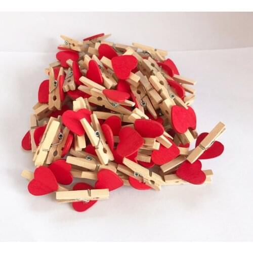 20pcs 3cm Wood Love Hearts Clips DIY Photo Banner Crafts Clothespin Message folder for Home Birthday Wedding Decoration food
