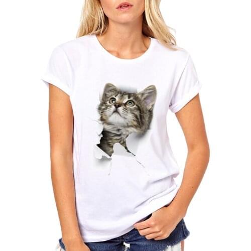 2019 Summer Super Cute 3D Cats/Pug Dog Design T Shirt Womens Funny Animal Graphics Printed Tops Hipster Tees