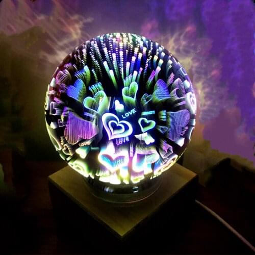 3D Crystal Night Light Moon Lamp Projection LED Table lamp Bedroom Romantic Desk Lamp Nightlight Glass Dome for Xmas Light