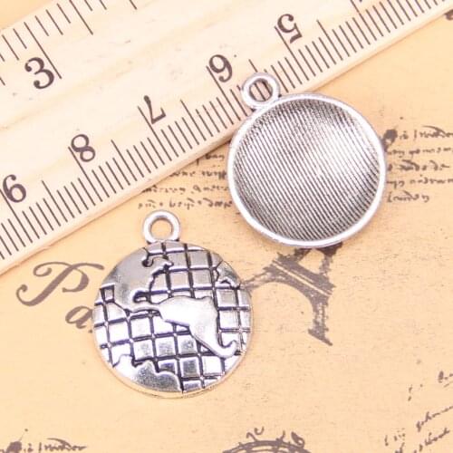 10pcs Charms earth globe 24x20mm Antique Pendants,Vintage Tibetan Silver Jewelry,DIY for bracelet necklace