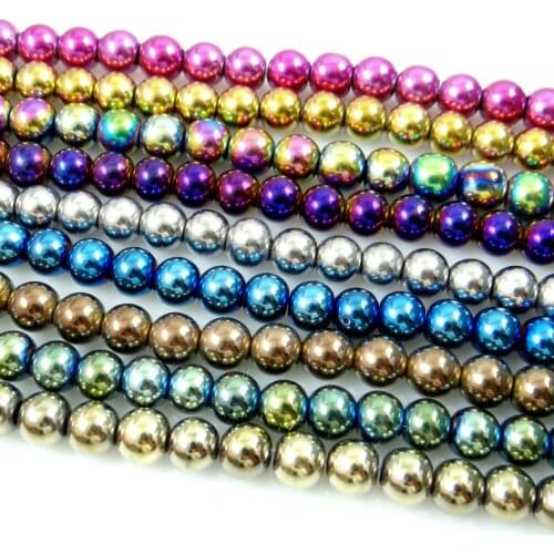 6*6mm Natural Quartz crystal Electroplate Non-Magnetic Circular Hematite Jewellery Craft Loose beadsmaking jewelry 15