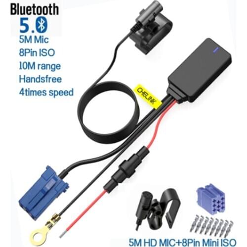 Wireless Handsfree Bluetooth 5.0 Module Aux Cable 8pin ISO Adapter Dongle Audio Stereo Mp3 For Skoda Polo EOS Golf Passat Toura