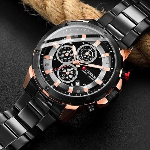 CURREN Luxury Quartz Watches for Mens Casual Chronograph and Date Clock Top Brand Wristwatches Male Gold Clock Relogio Mascine