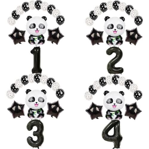 Cartoon Panda Foil Balloons Polka dot balloon Kids Birthday Party Decoration Animal Panda 40 Inch Black Number Balloon Jungle