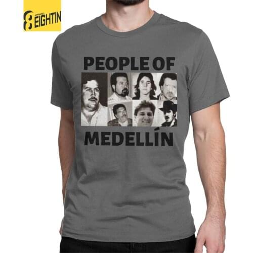 Men T-Shirt Pablo Escobar People Of Medellin Crazy Pure Cotton Tee Shirt Short Sleeve Narcos T Shirts Round Collar Clothes