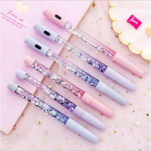 0.55mm Pretty Bling Bling Gel Pen Students Examination Black Ink Pen Plastic Pen Children School Office Stationery