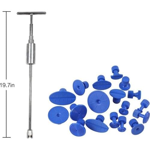Hot Paintless Dent Repair Hail Removal T Bar Slide Hammer+18pcs Glue Puller Tabs Nin Hand Tools Kit