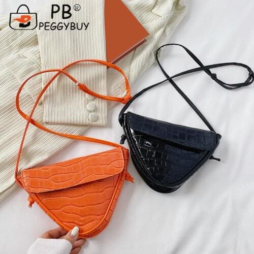 Girls Brief Womens Casual Messenger Bags Vintage Triangle PU Leather Solid Color Small Flap Handbags Messenger Bag