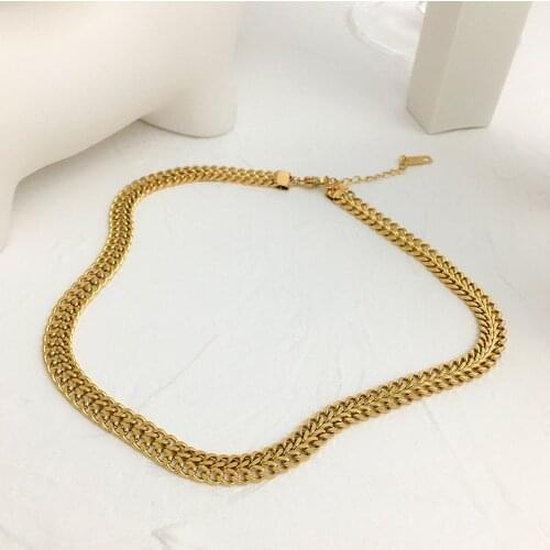 Monlansher Minimalist Gold Color Thick Chain Chokers Textured Titanium Steel Chain Necklace Fashion Street Style Collars Jewelry