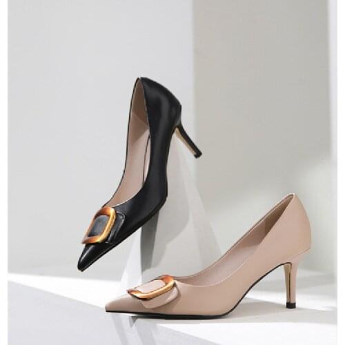 Fashion Brand Womens Pumps Pointed Toe Shallow Womens Shoes Thin Heels Pumps Hot Sale Leather Shoes For Woman