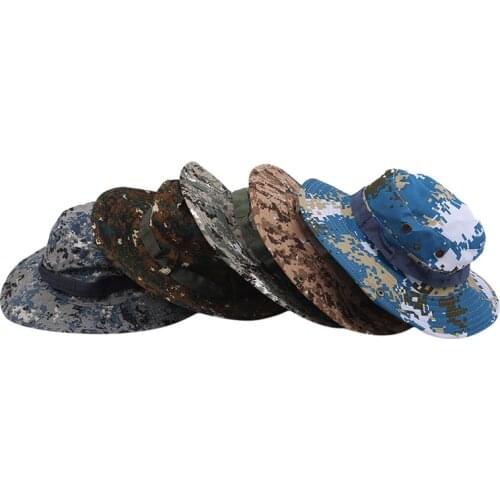 Fashion Military Camouflage Bucket Hats Jungle Camo Fisherman Hat With Wide Brim Sun Fishing Bucket Hat Camping Caps Cotton Caps