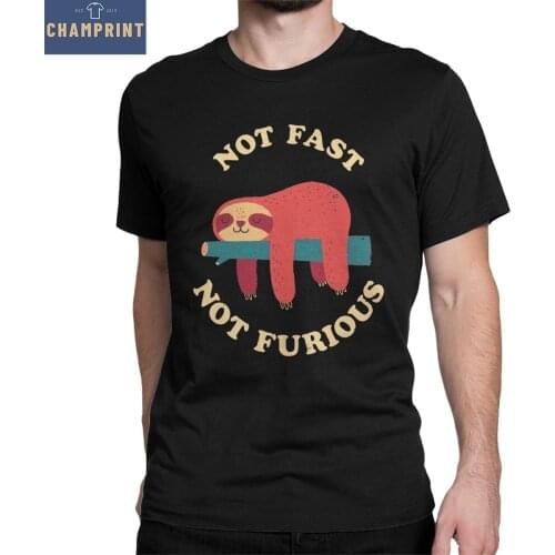 Mens Not Fast Not Furious Sloth T Shirts Animal Cotton Tops Vintage Short Sleeve Crew Neck Tee Shirt Graphic T-Shirt