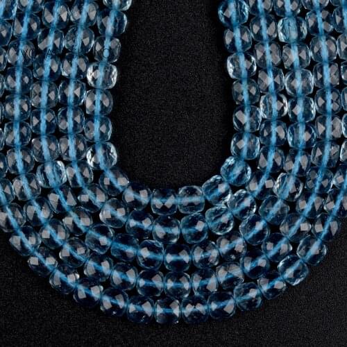 Natural Faceted Aquamarines Stones Beads For Jewelry Making DIY Needlework Bracelet Charms Necklace Square Loose Spacer Beads