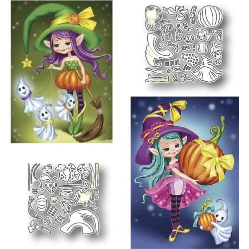 2021 new metal cutting mold halloween elf girl decoration background scrapbook greeting card DIY crafts embossing template stamp