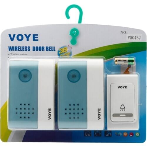 New VOYE Digital Wireless Door Bell 1 Remote Control +2 Wireless Receiver Doorbell 38 Ring Ringtones UP To 50M