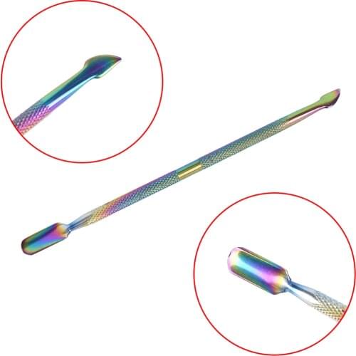 New Double-end Cuticle Pusher Remover Rainbow Pusher Cuticle Pusher Dead Skin Remover Manicure Nail Art Woman Lady Nail Clean