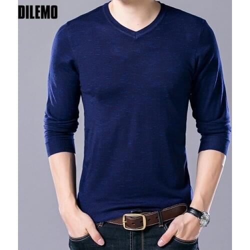 New Fashion Brand Knitted Pullover Mens V Neck Sweater Preppy Solid Color Slim Fit Autum Casual Jumper Top Quality Clothes Men