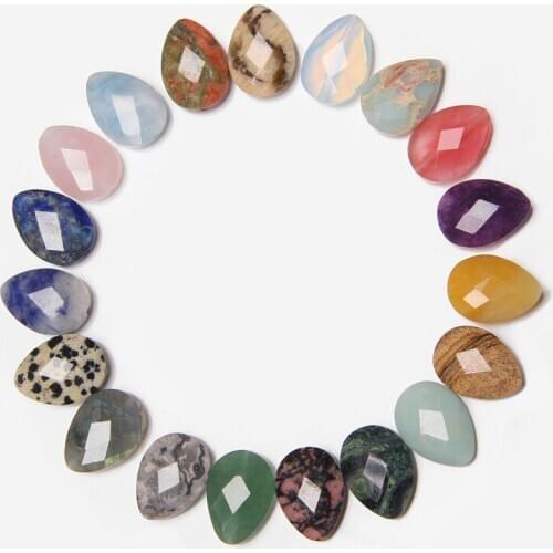 5pcs Faceted Natural Crystal Stone Oval Water Droplets Shape Charm Beads for Jewelry Making Necklace Earring Accessories 13*18MM