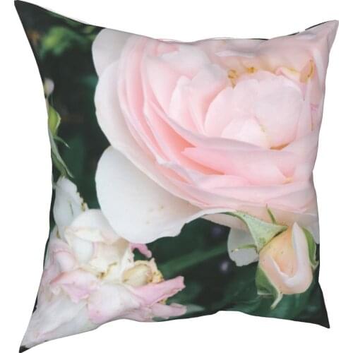 Pastel Garden Rose Nature Flower Pillowcase Soft Polyester Cushion Cover Decorative Throw Pillow Case Cover Home 18