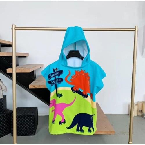Children 3D Printing Bath Towel Cloak High Quality Fabric Dinosaur Pattern Can Wear Bath Towels for Cute Baby Kids Boy Girl Gift