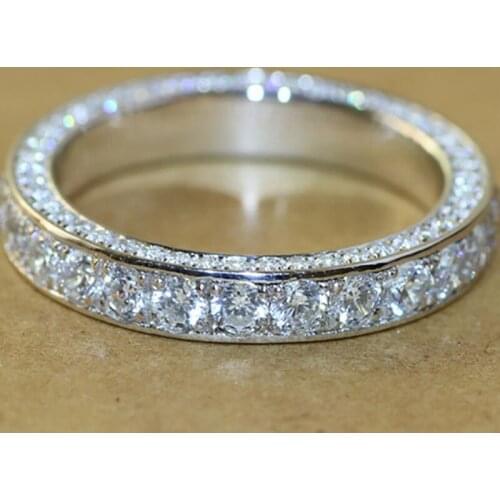 Princess Engagement Silver Color Zircon Ring White Crystal Party Ring Jewelry for Women Wedding Anniversary Gift Promise Rings