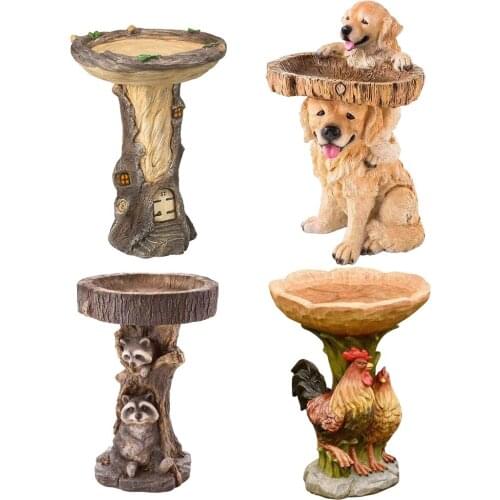 Resin Raccoon Birdbath Polyresin Antique Ornament Garden Fountain Animal Statue Decoration For Home Yard Art Sculptures Craft