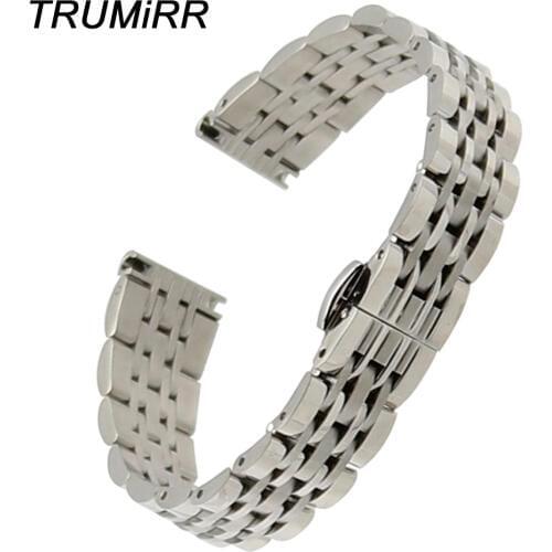 14mm Stainless Watchband + Tool for Tissot 1853 Hamilton Rado Mido Oris Womens Watch Band Butterfly Buckle Strap Wrist Bracelet