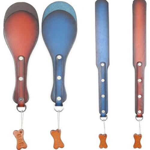 Luxury workmanship double layer leather paddle Spanking whip flogger Hand Pat Spanking Slave bondage SM Adult Sex Toys