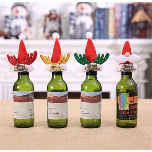 2019 Hot Sell Christmas Santa Claus Wine Bottle Cover Table Decor Christmas Bottle Cap Party Christmas Bottle Cap Decoration
