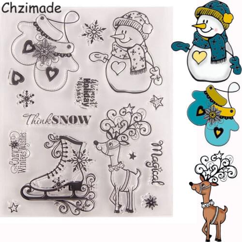 Chzimade Christmas Snowman Transparent Clear Stamps Silicone Seal DIY Scrapbooking Photo Album Handmade Decorative Crafts