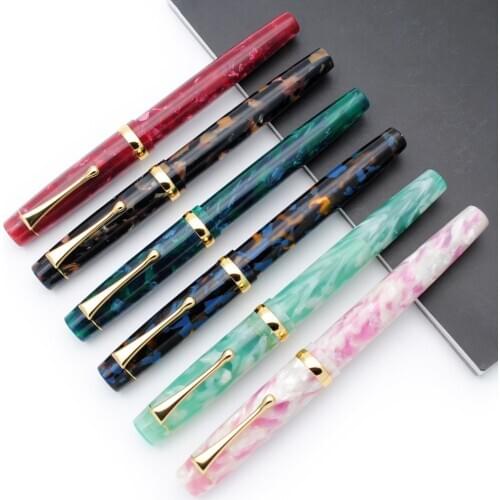 Jinhao Celluloid Acrylic Resin Fountain with Golden Clip F Nib 0.5mm Ink Pen